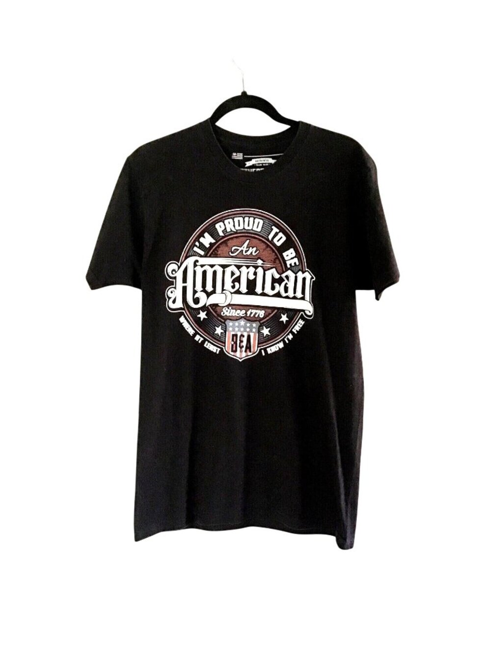 BROTHERS & ARMS- MENS BLACK AMERICAN MADE 100% COTTON T-SHIRT SIZE MEDIUM